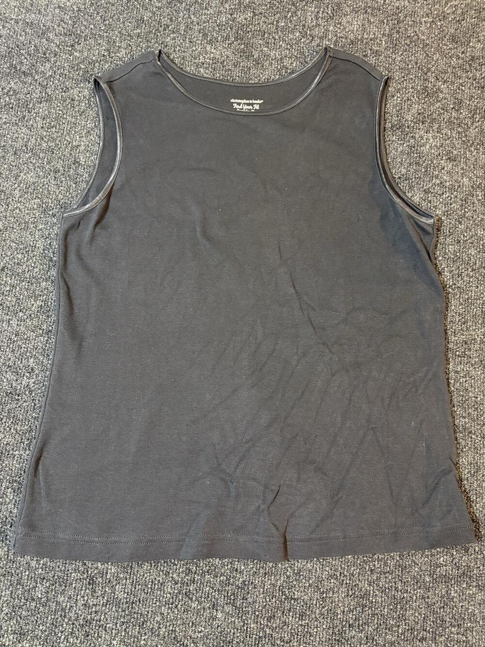 Christopher & Banks Tank Top Womens L Black Scoop Neck Sleeveless Cotton Jersey